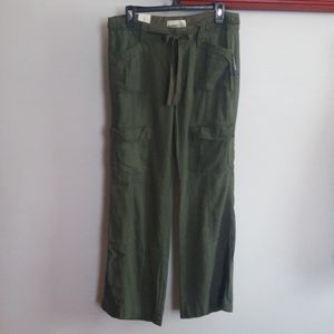 NWT Old Navy Green Linen Blend Cargo Pants